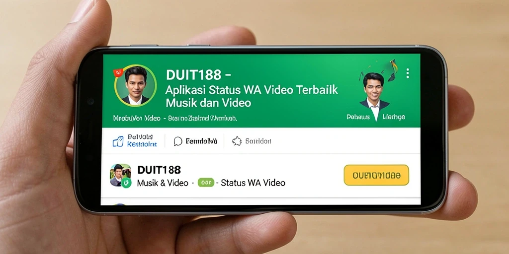 Tampilan antarmuka aplikasi DUIT188 untuk Status WA Video.