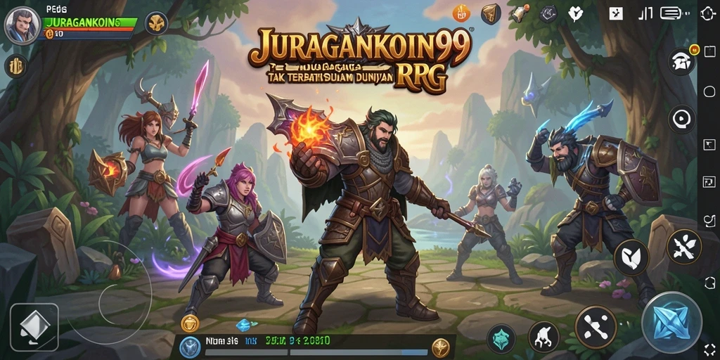 Tampilan antarmuka permainan RPG JURAGANKOIN99 yang menarik dan interaktif.