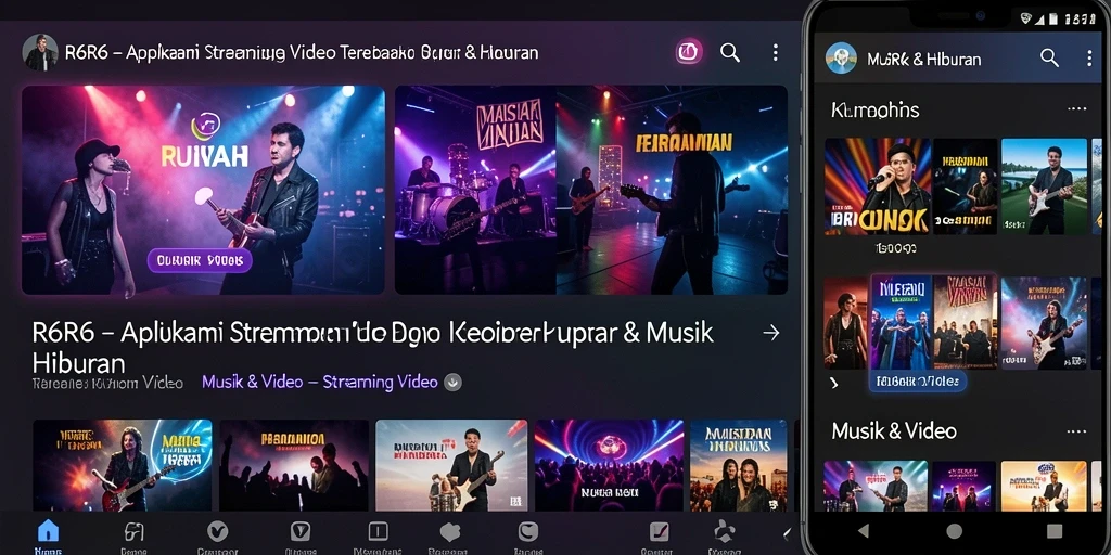 Tampilan antarmuka aplikasi R6R6 dengan fitur Streaming Video yang menarik.