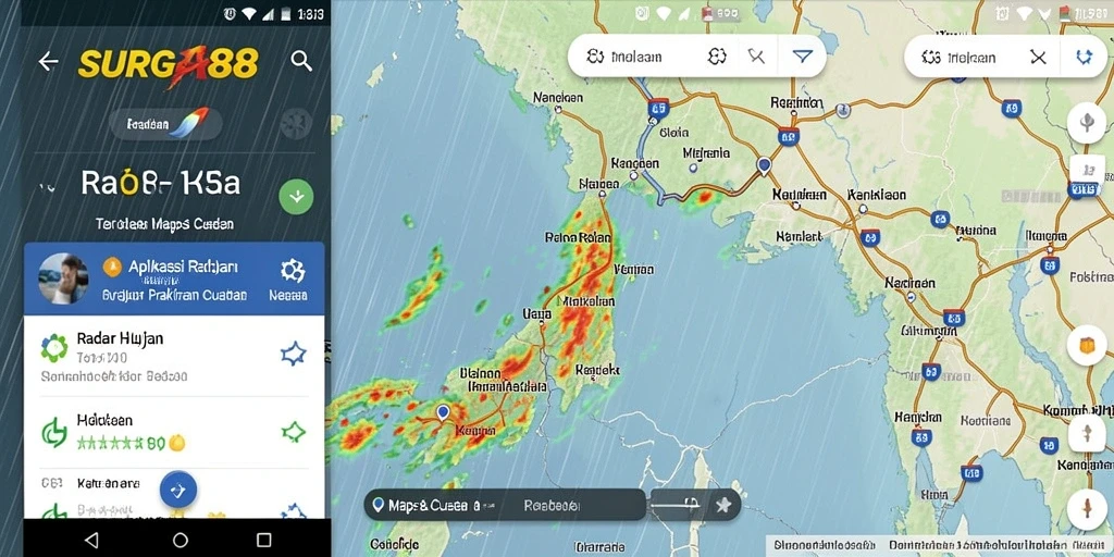 Antarmuka aplikasi SURGA88 menampilkan peta radar hujan yang informatif.