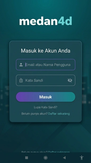 Tampilan halaman login medan4d